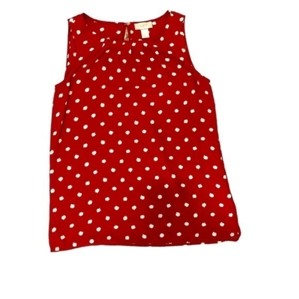Loft red white polka dots sleeveless blouse xs